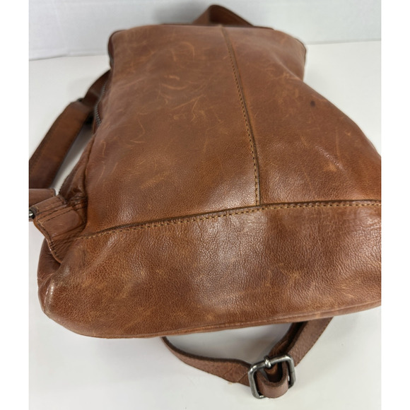 Vilenca Distressed Holland Emilia Woven Leather Backpack Purse Cognac Brown Boho - Picture 12 of 16